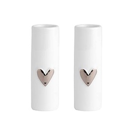 Räder Mini vases heart set of 2 silver city white h 9 cm d 3 5 cm