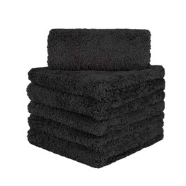 Carcarez - Toallas de Microfibra para Secado de Coches, Detalles de Lavado de Pulido, Encerado, con Paño de Microfibra sin Bordes de Peluche, 450 g/m², 16 x 16 Pulgadas, Paquete de 6, Negro, 6 Pack