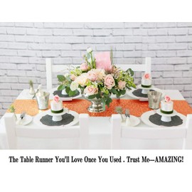 ShinyBeauty 12x72-Inch Rectangle-Orange-Sequin Table Runner- for Wedding/Party/Decor (12x72-Inch) (Orange)