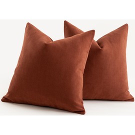 Mandioo Pack of 2 Chenille Throw Pillow Covers Elegant Design Soft and Luxurious Decorative Cushion Covers Pillowcase Couch Sofa Bedroom Living Room Decor 16x16 Inch 40x40cm Rust