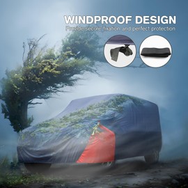 Car Cover Waterproof 4 Door, All Weather for Automobiles, Outdoor Full Exterior Cover Rain Sun UV Snowproof Protection with Zipper Cotton, Mirror Pocket for Jeep Covers Fits JK JL TJ YJ CJ
