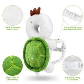 Baby Toddler Head Protector Backpack Head Safety Pad Adjustable Backpack Baby Head Protection with 3 Pairs Baby Socks for Infant Toddler & Walker Walking & Crawling Cute Tortoise WZ S4