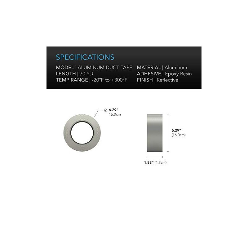 AC Infinity - Cinta adhesiva de aluminio de grado profesional,
