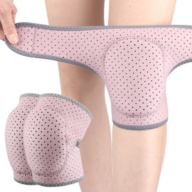 Knee Pads for Work & Sports - Thick Sponge Cushion, Anti-Slip & Collision Avoidance Design - Breathable Adjustable Knee Protector for Running, Cycling, Dance, Gardening - Men/Women (Pink)