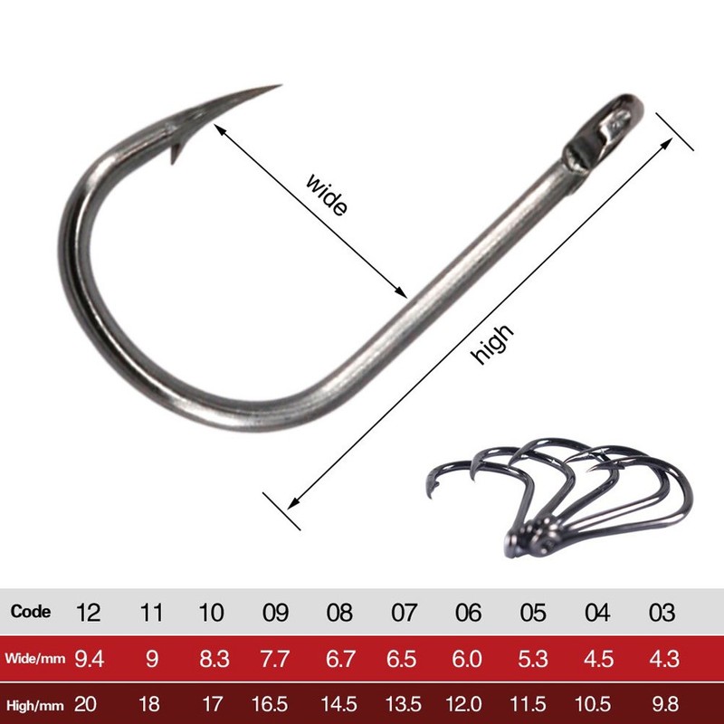 500PCS Premium Fishhooks, 10 Sizes High Carbon Steel Fishing Hooks,