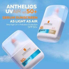 La Roche Posay Anthelios UVAIR Serum Sunscreen SPF50+ Medium, Tinted Serum Sunscreen with Hyaluronic Acid, Niacinamide & Vitamin E, High UVA/UVB Protection for All Skin Types, 50ml