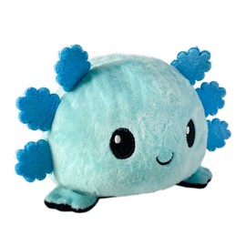 TeeTurtle - The Original Reversible Axolotl Plushie - Blue + Black - Cute Sensory Fidget Stuffed Animals That Show Your Mood