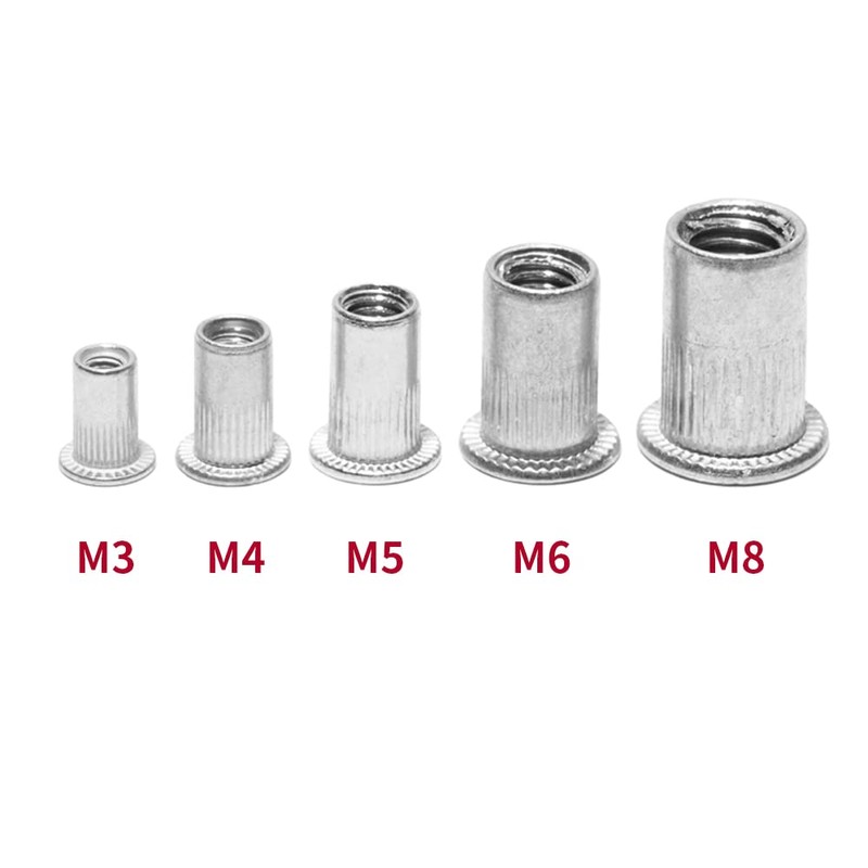 100 Pieces Aluminum Rivet Nuts kit, M3 M4 M5 M6