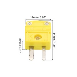 sourcing map K Type Thermocouple Wire Connectors Male Plug Adapter High Temperature 220°C(428°F) for Thermocouple Sensor Probe Yellow 20pcs