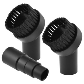 ZDRU 2 Pcs Black Round Vacuum Brush, 1-1/4" Universal Vacuum Dust Brush, 25mm Vacuum Brush Attachment with Four-Layer Vacuum Adapter for Most Vacuum Cleaners Accessories