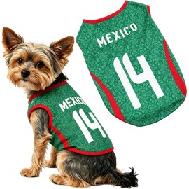 Camiseta de Futbol para Perro México Sin Mangas Mesh Transpirable Traje Deportivo para Cachorro Ropa Mascotas Verano (S,Mexico)