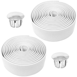cyclingcolors 2x Handlebar tape road bike non-slip EVA-foam adesive bicycle singlespeed wrap chrom caps, White