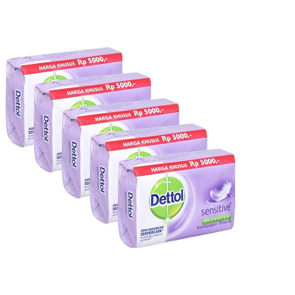 Dettol Hygiene Bar Soap for Sensitive Skin (Trusted Germ Protection) 5X105g