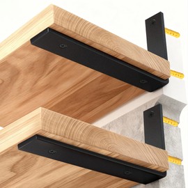 AINVLPRO Heavy Duty Shelf Brackets 8 Inch of 2 Pack Floating Shelf Bracket, 0.24 Inch Thick L-Shaped Wall Mount Shelf Brackets, Cold Rolled Steel Matte Black Shelving Brackets with Mounting Hardware