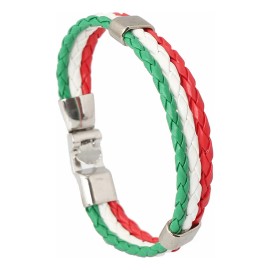 Pulsera Trenzada Cuero Tricolor México Brazalete Hincha Fútb