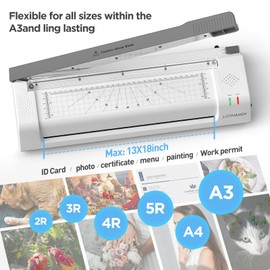 13 Inch Wide Laminator Machine with 100 Pouches, 11x17 Thermal Laminting Machine, A3/A4/A6, Built-in Paper Trimmer, Corner Rounder