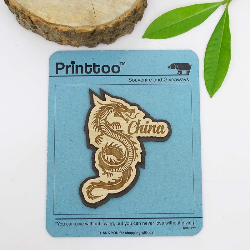 Printtoo China Engraved Wooden Fridge Magnet Souvenir Collectibles Gift