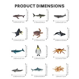 LXONTSG Ocean Animals Figures, Pack of 12 Sea Animals Figures, Small, Sea Animals Figures, Animal Figures Sea, Sea Animals Figurines Children, Plastic Sea Figures, Plastic Ocean Figures