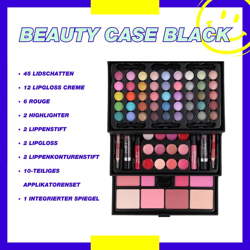 Zmile Cosmetics Beauty Case Black Make-Up Set Cosmetics