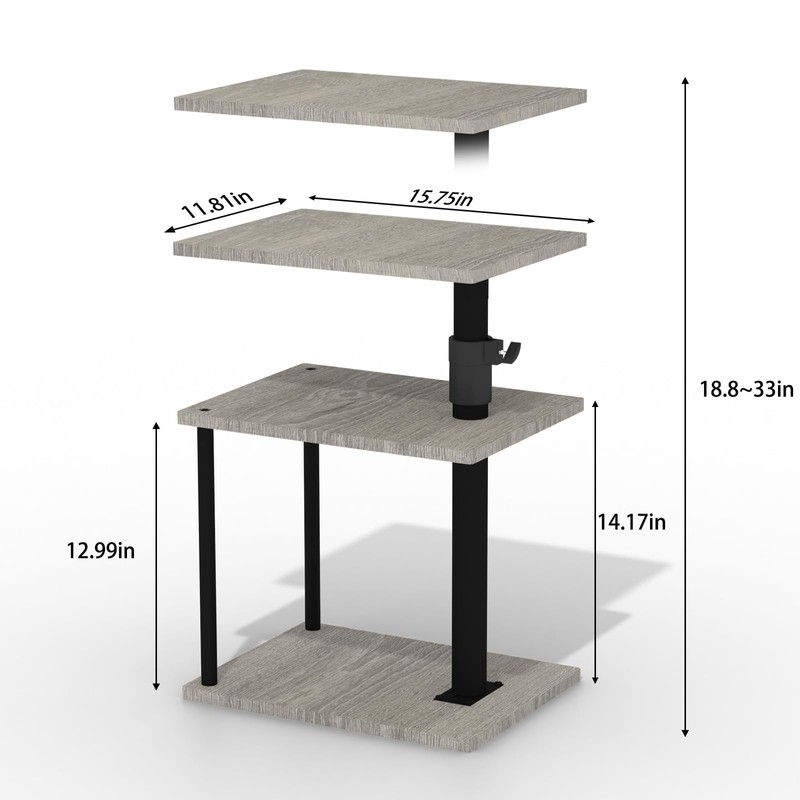 Faesun Swivel Side Table for Couch Arm, Height Adjustable C