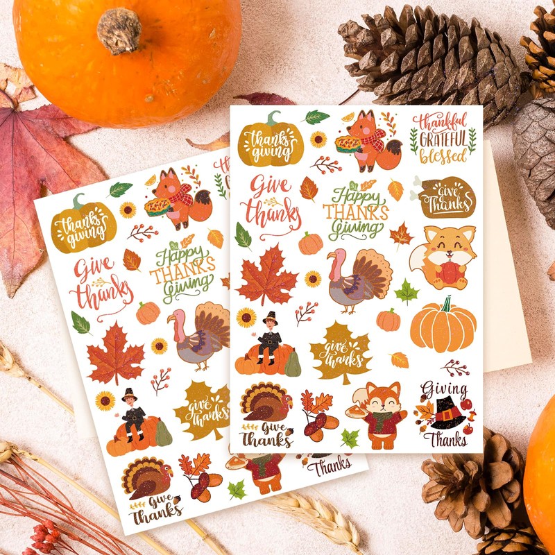 300+ Thanksgiving Day Glitter Tattoos Stickers Party Favors - Turkey