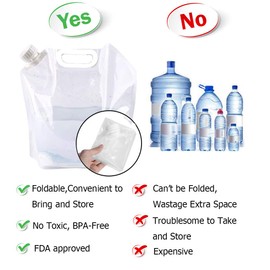 SUPANT 5L+10L/4Gal litres Collapsible Water Jug Container, Freezable, BPA Free Plastic Water Carrier Tank, Outdoor Folding Water Bag for Sport Camping Riding Mountaineer, Food Grade