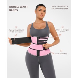 FeelinGirl Waist Trainer Corset for Women Tummy Control Sport Workout Body Shaper Postpartum Belly Band Wrap Pink 3XL