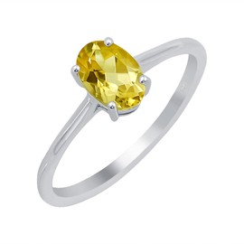 TISHAVI Minimalist Garnet Amethyst Citrine Peridot Blue Topaz 925 Sterling Silver Rings for Women - Sterling Silver Light Weight Oval Shape Rings - Gifts for Her, Sterling Silver Citrine, Citrine