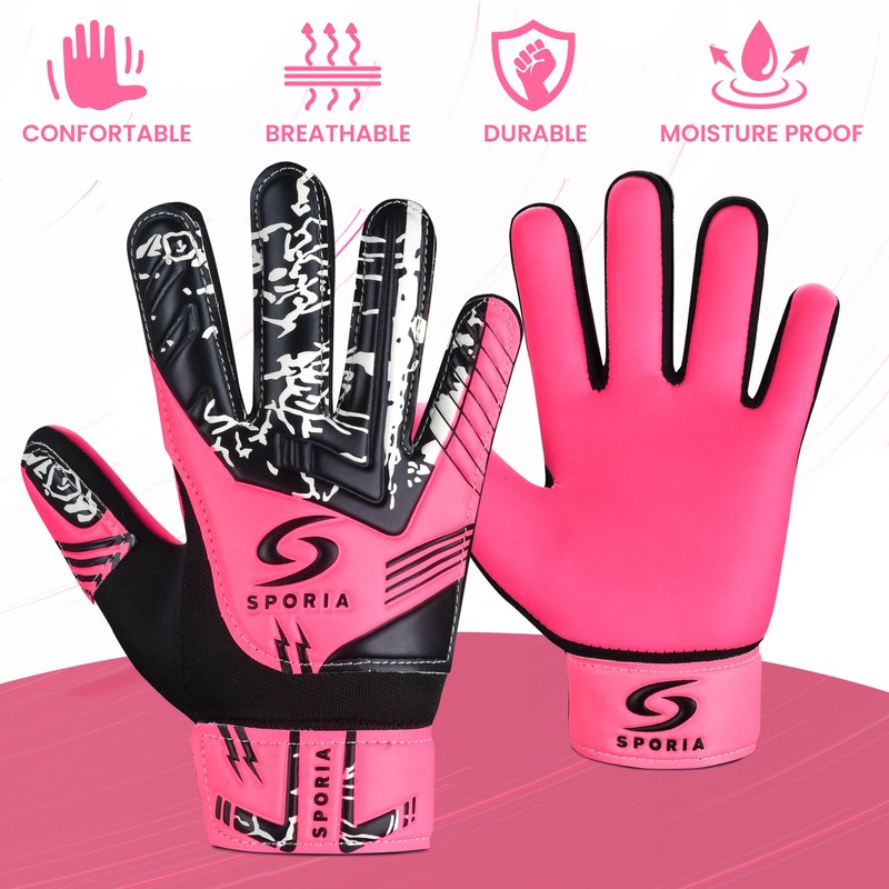 SPORIA Youth Goalie Gloves (Pink, 4)