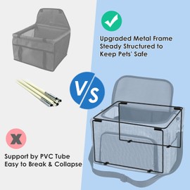 SlowTon Dog Booster Car Seat, Reinforce Metal Frame Safe Pet Car Seat with Seatbelt & Waterproof Pee Pad & Top Cover | Portable Collapsible Puppy Carrier Bag | for Small Medium Dogs Cats up to 15lbs