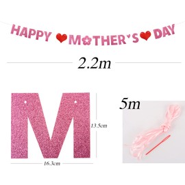 Mother's Day Garland with Heart Paper Happy Mother's Day Decoration Party Banner Decoration