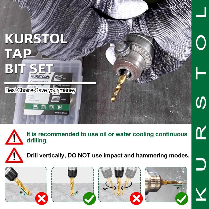 KURSTOL HSS Tap Set – 6 Pieces M3-M10 Combination Drill