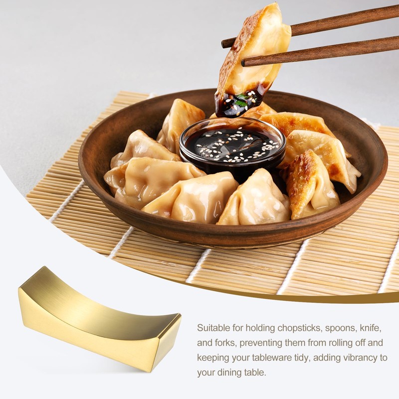 uxcell 4pcs 304 Stainless Steel Chopstick Rest, Curved Shape Chopstick