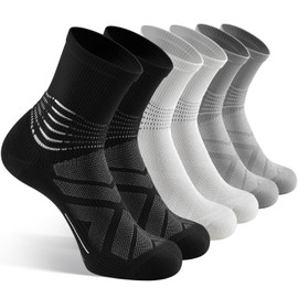 IRAMY Compression Ankle Support Crew Socks Men Women Coolmax Wicking Plantar Fasciitis Relief Running Hiking Socks 3 Pairs