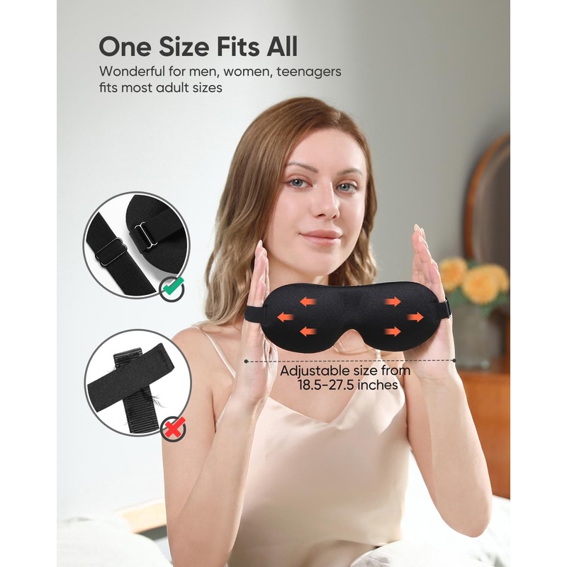 LKY DIGITAL Sleep Mask for Side Sleeper 3 Pack, Blackout