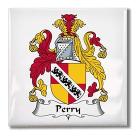 Carpe Diem Designs Perry Family Crest/Coat of Arms Ceramic Tile for Coaster, Hot Plate, Trivet or Decorative Accent