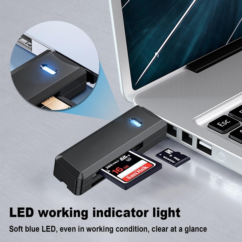 USB 3.0 Card Reader Adapter,Black High-speed SD Card Reader 2-in-1