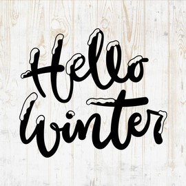 Hello Winter Decals Peel and Stick - Wall Vinyl Decals Stickers - Christmas Holiday Quote Silhouette - Car Window Truck Laptop Tumbler - Cafe Bar Shop Store Salon Girls Kids Room Decor DWSV16607
