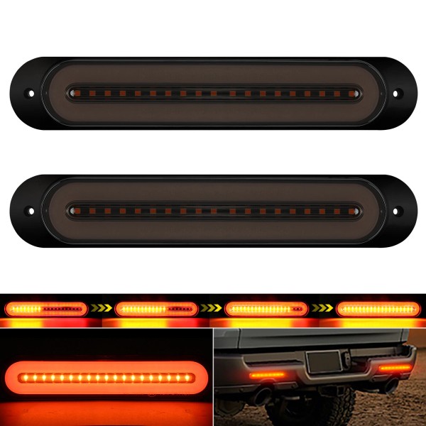 AUTOXBERT 9'' Smoked Flowing LED Turn Signal Tail Brake Light
