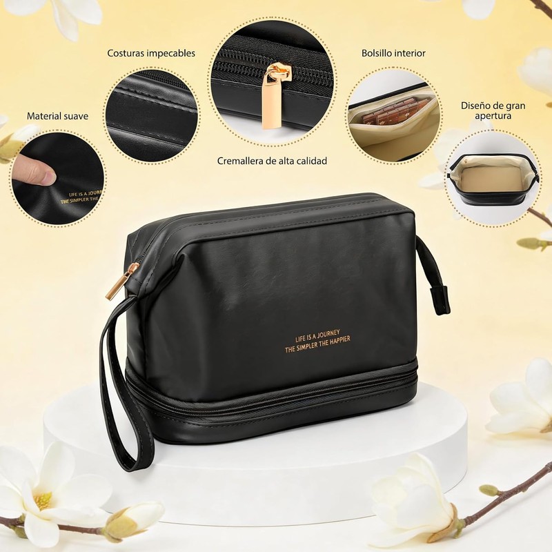 Bolsa de Maquillaje Grande ASVEL 20251226-01 – Doble Capa Impermeable