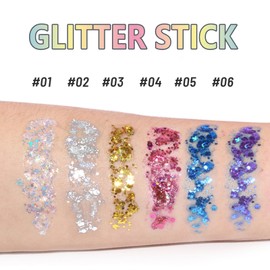 Glitter Stick,Pink Sparkly Glitter for Body & Hair,Singer Concerts Lover Heart Chunky Glitter,Pink Crystal Gel Makeup,Shimmer Face Paint for Independence Day, Memorial Day, Veterans Day
