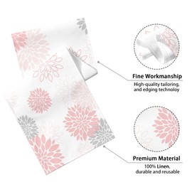 Dahlia Flower Table Runner 13x36 Inch Farmhouse Pink Gray Runners Modern Table Decorations Rustic Geometric Coffee Table Runner for Home Kitchen Dining Room Party (13"x36", Dahlia Floral-Pink)