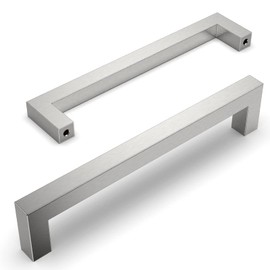 Amerdeco Furniture Handles Stainless Steel Brushed Nickel Cabinet Handles Kitchen Handles 160 mm Hole Spacing Drawers Handles Zinc Alloy Drawer Handles for Kitchen Cupboards Wardrobes, Pack of 10