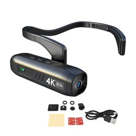 Cámara 4K Montada en la Cabeza, 30fps Manos Libres Wearable Video Camera, Gran Angular de 130 Grados, Control WiFi App, Anti-Shake, IPX5 Resistente al Agua (Negro)