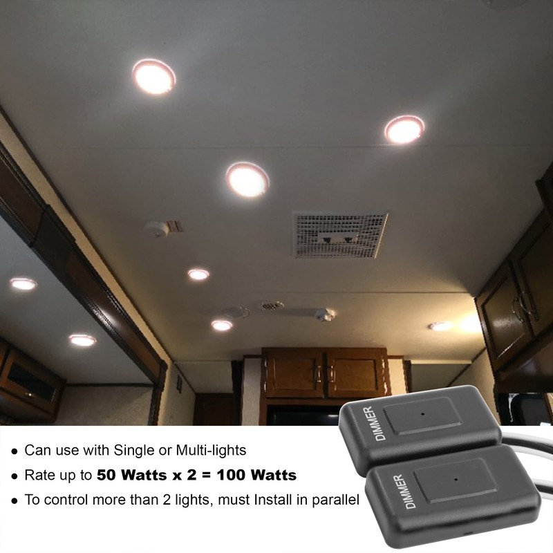 Facon 12Volt Touch Double Dimmer Switch,100W Max, PWM Wall Mount
