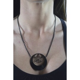 Unbranded Magic symbol  Pentacle Necklace Celtic Goddess Symbol Resin Black Chain Necklace