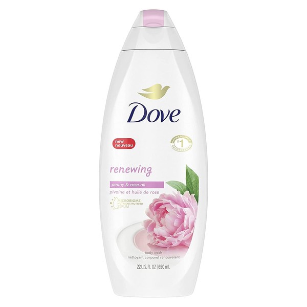 Dove Body Wash 100% Gentle Cleansers, Sulfate Free Peony and Rose Oil Effectively Washes Away Bacteria While Nourishing Your Skin, 22 Fl Oz (Pack of 4)