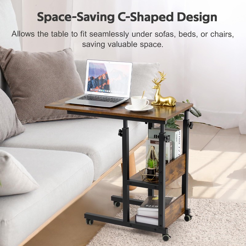 Hadulcet C Shaped Side Table Adjustable, Height Adjustable C Table