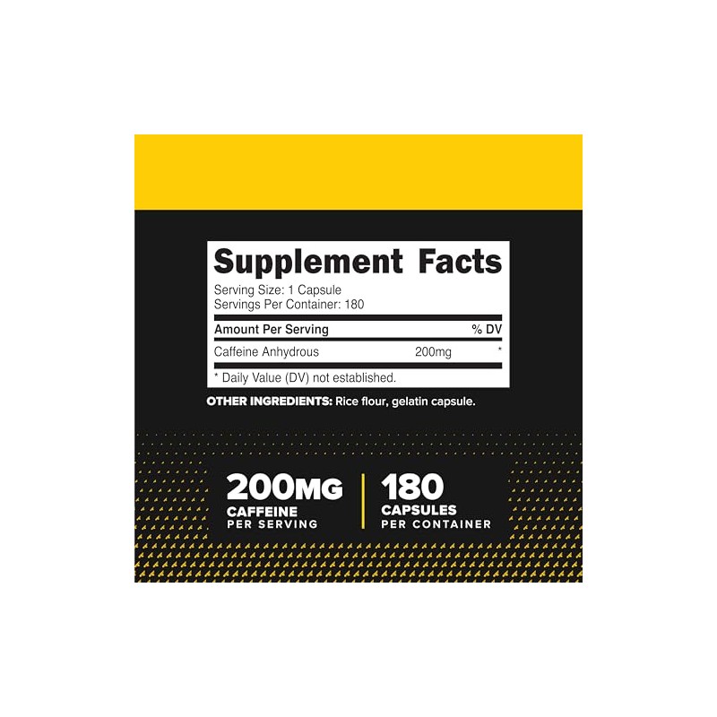 Primaforce Píldoras de Cafeína - 200 mg - 180 cápsulas