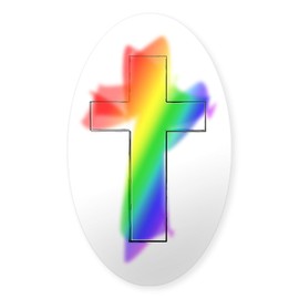 CafePress Rainbow Cross Oval Sticker Oval Car Bumper Sticker